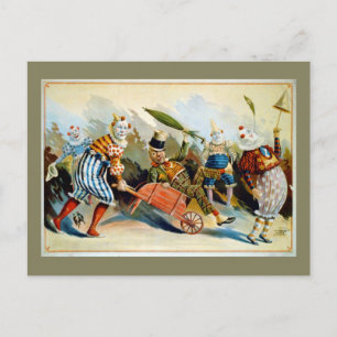 Postal Cinco payasos franceses Ilustracion de época