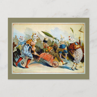 Postal Cinco payasos franceses Ilustracion de época