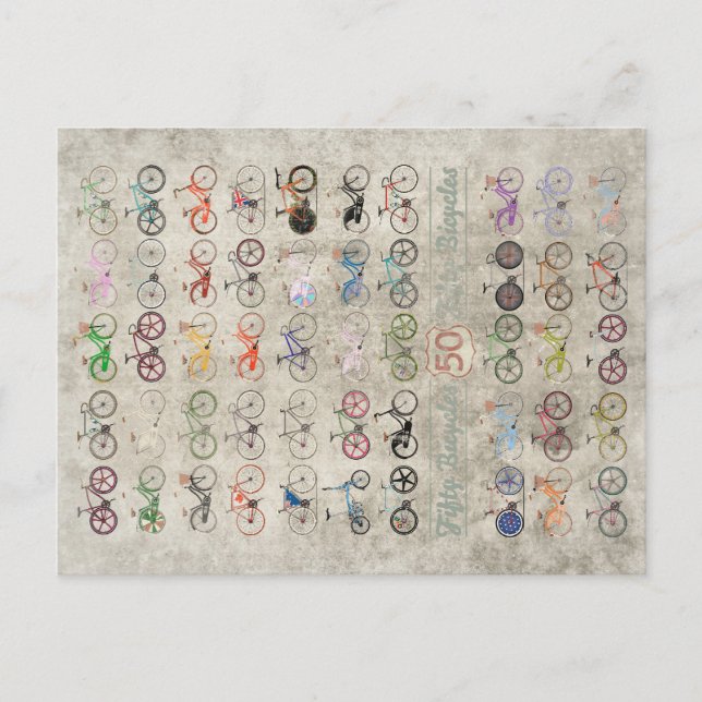 Postal Cincuenta bicicletas (Anverso)