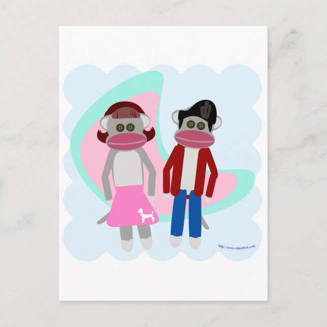 Postal Cincuenta monos Sock Hop Sock (Anverso)