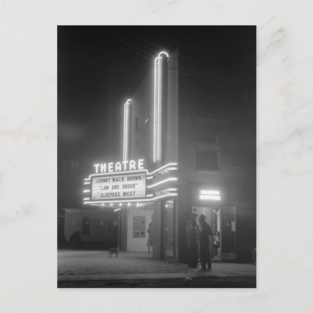 Postal Cine de noche, Greensboro, Georgia, años 40 (Anverso)