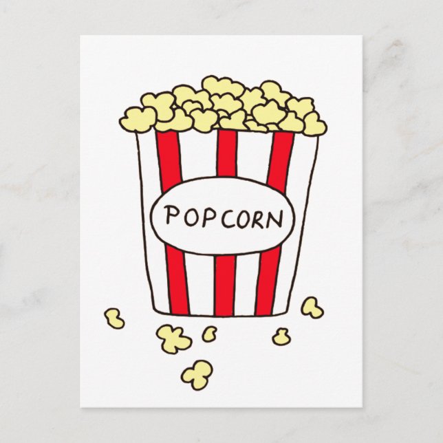 Postal Cine divertido palomitas de maíz en cubo blanco ro (Anverso)