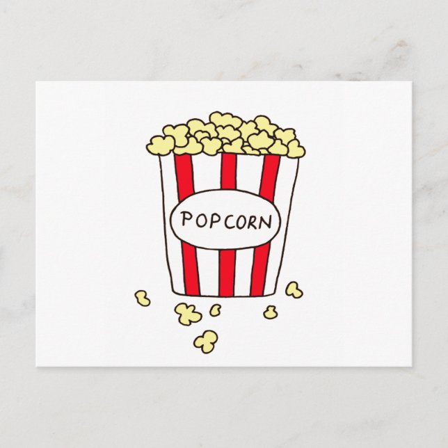 Postal Cine divertido palomitas de maíz en cubo blanco ro (Anverso)
