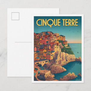 Postal Cinque Terre Italia Arte Vintage Viajes 