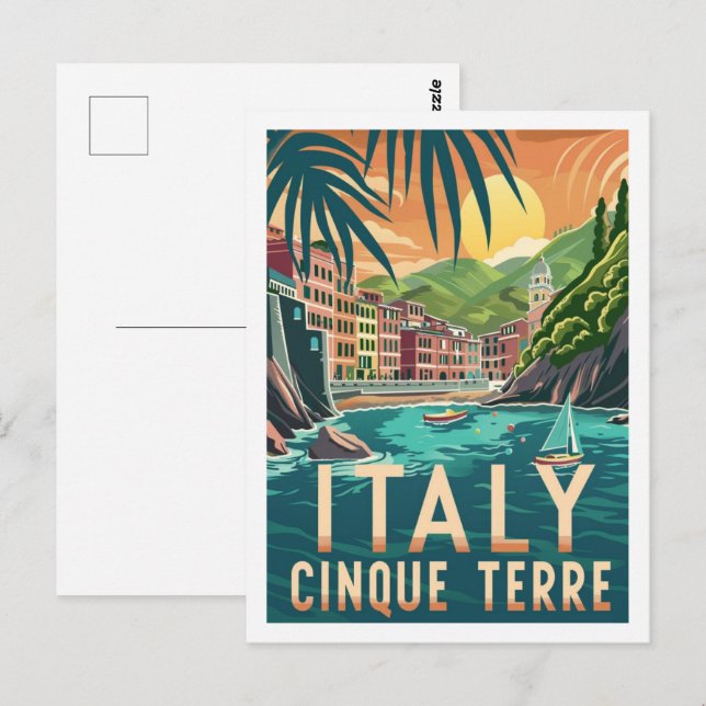 Postal Cinque Terre Italia Famoso Viaje de Vintage (Anverso / Reverso)
