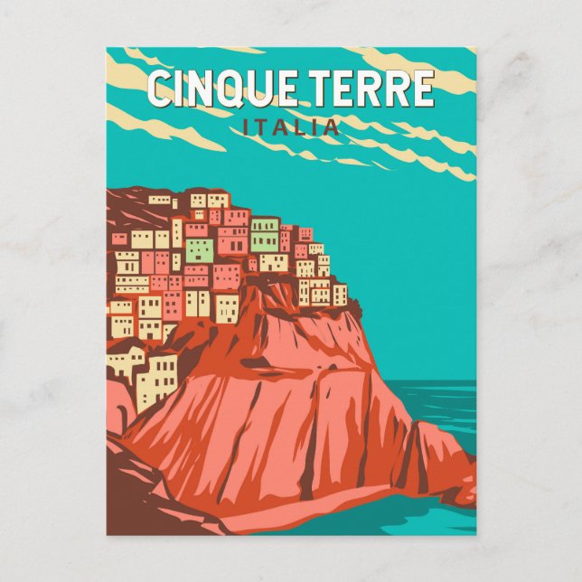 Postal Cinque Terre Italia Viaje Arte Vintage (Anverso)