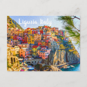 Postal Cinque Terre Liguria Italia Casas Coloridas junto