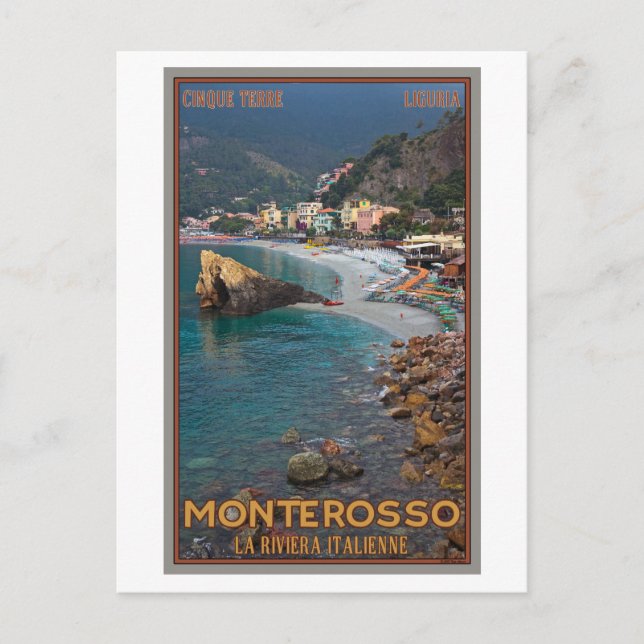 Postal Cinque Terre - Mañana en la playa de Monterosso (Anverso)