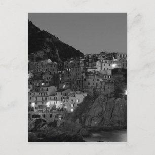 Postal Cinque Terre negro y blanco