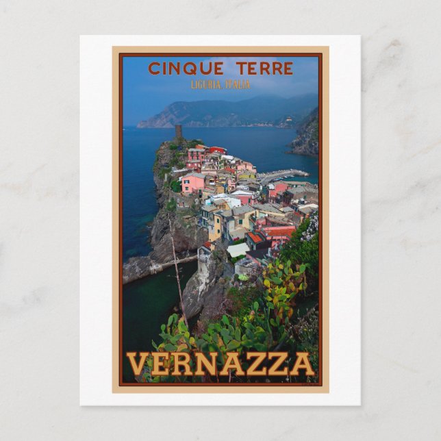 Postal Cinque Terre - Vernazza desde arriba (Anverso)