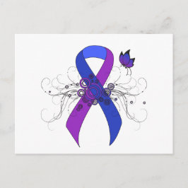 Postal Cinta azul y púrpura con mariposa