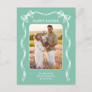Postal Cinta blanca de foto personalizada sobre verde men