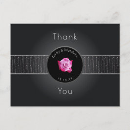 Postal Cinta brillante rosa rosada de plata rosa gracias