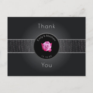 Postal Cinta brillante rosa rosada de plata rosa gracias 