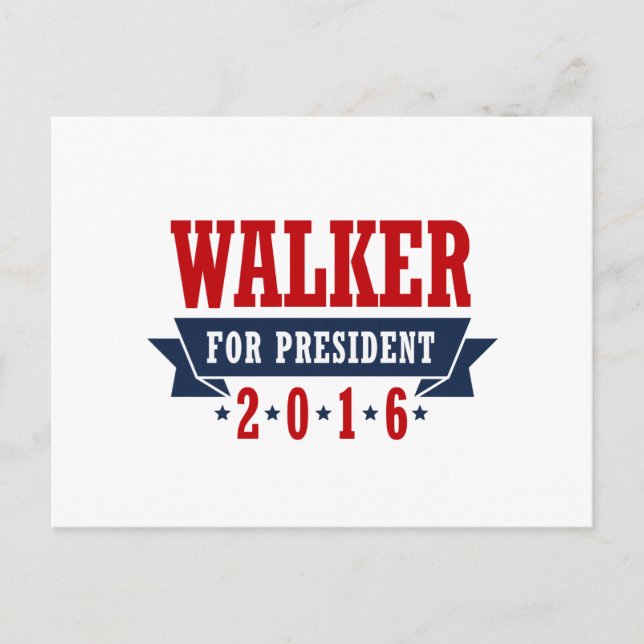 Postal Cinta Certificada Walker For President 2016 (Anverso)