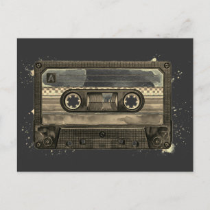 Postal Cinta de casete compacto antigua retro vintage