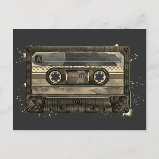 Postal Cinta de casete compacto antigua retro vintage (Anverso)