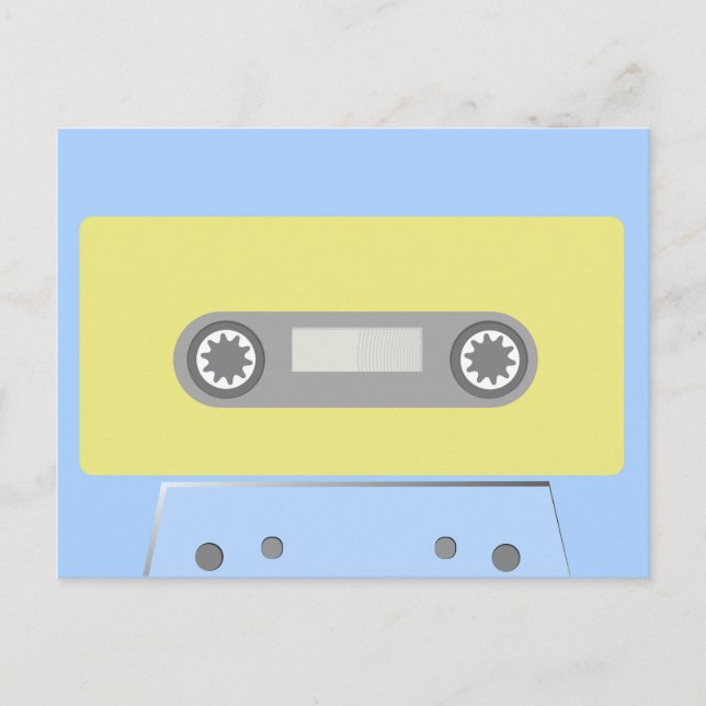 Postal Cinta de cassette azul y verde retro  (Anverso)