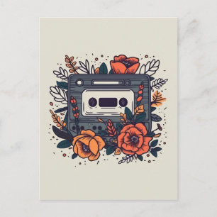 Postal Cinta de cassette floral