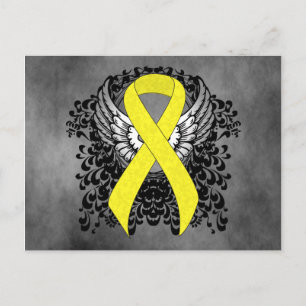 Postal Cinta de conciencia amarilla con alas