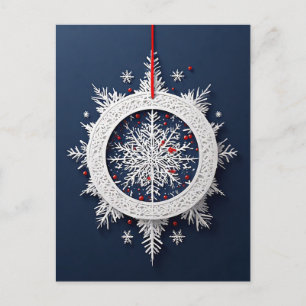 Postal ❄️ Cinta de copo de nieve elegante Magia navideña 