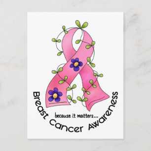 Postal Cinta de flor de CÁNCER DE MAMA 1