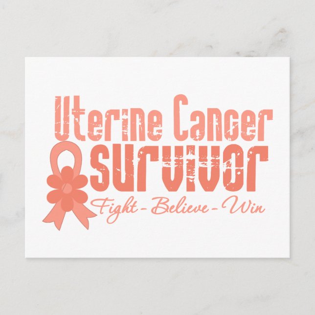 Postal Cinta de flores para sobrevivientes de cáncer uter (Anverso)