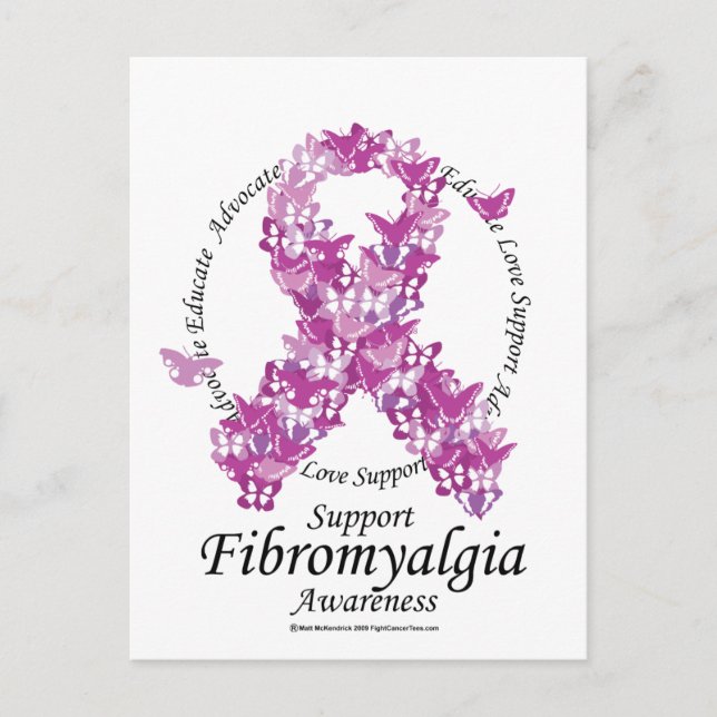 Postal Cinta de la fibromialgia de las mariposas (Anverso)