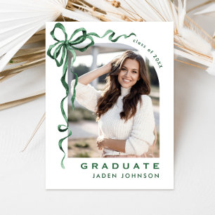 Postal Cinta de lazo verde de moda FOTO Fiesta de graduac