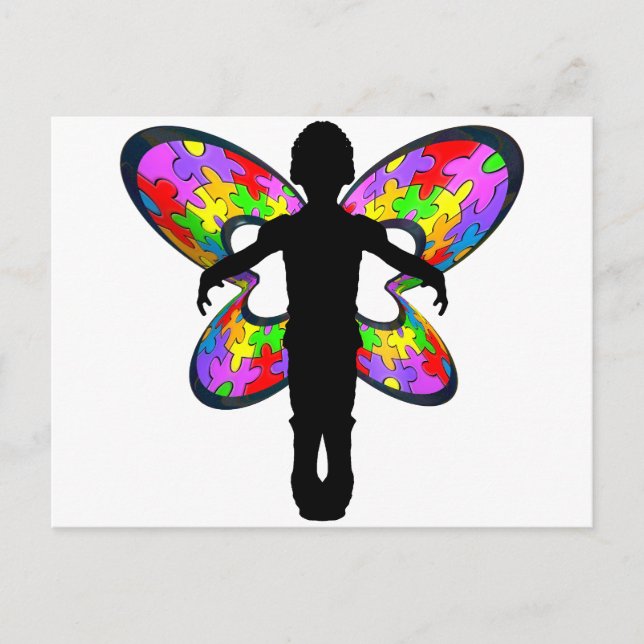 Postal Cinta de mariposa autista (Anverso)