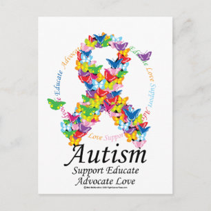 Postal Cinta de mariposa autista