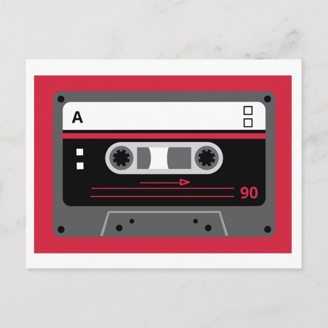 Postal Cinta de mezcla de cassette antigua Skool rojo y n (Anverso)