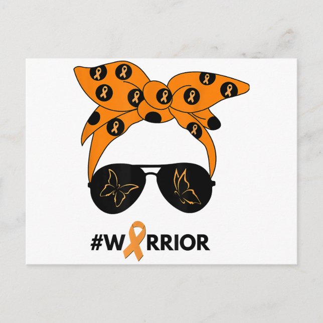Postal Cinta naranja Guerrera del Cáncer de Riñón Bandana (Anverso)