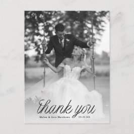 Postal Cinta Negra Foto de Boda Minimalista Script