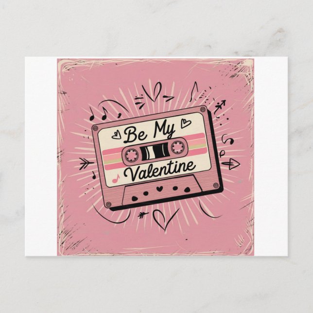 Postal Cinta retro de San Valentín, para él, para ella (Anverso)
