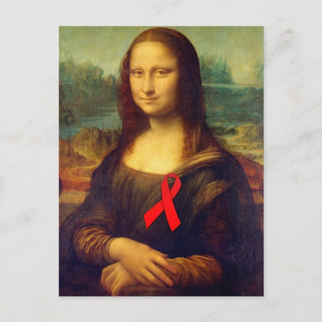 Postal Cinta roja Mona Lisa (Anverso)