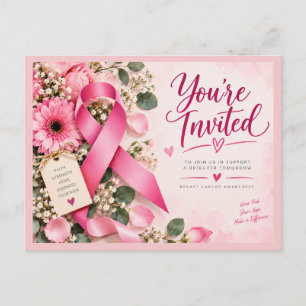 Postal Cinta Rosa Conciencia del Cáncer de Mama Floral