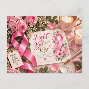 Postal Cinta Rosa Conciencia del Cáncer de Seno Floral