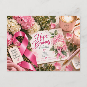 Postal Cinta Rosa Conciencia del Cáncer de Seno Floral
