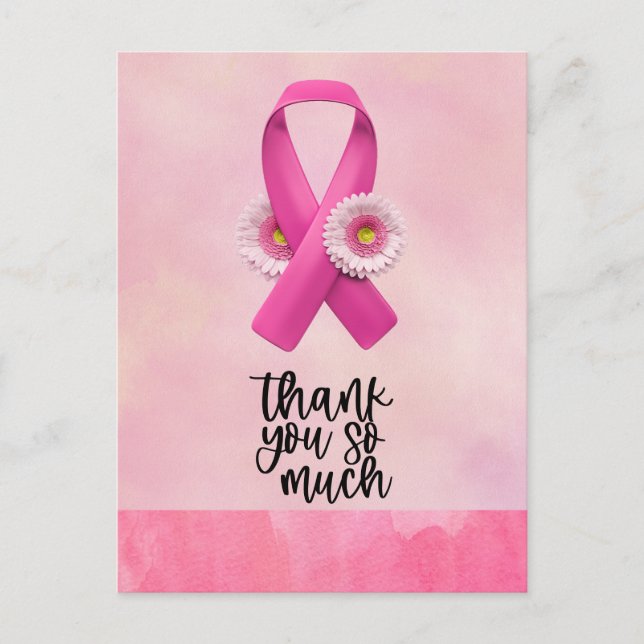 Postal Cinta rosa Conciencia sobre el cáncer de mama con  (Anverso)