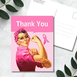 Postal Cinta Rosa de Agradecimiento por Conciencia del Cá