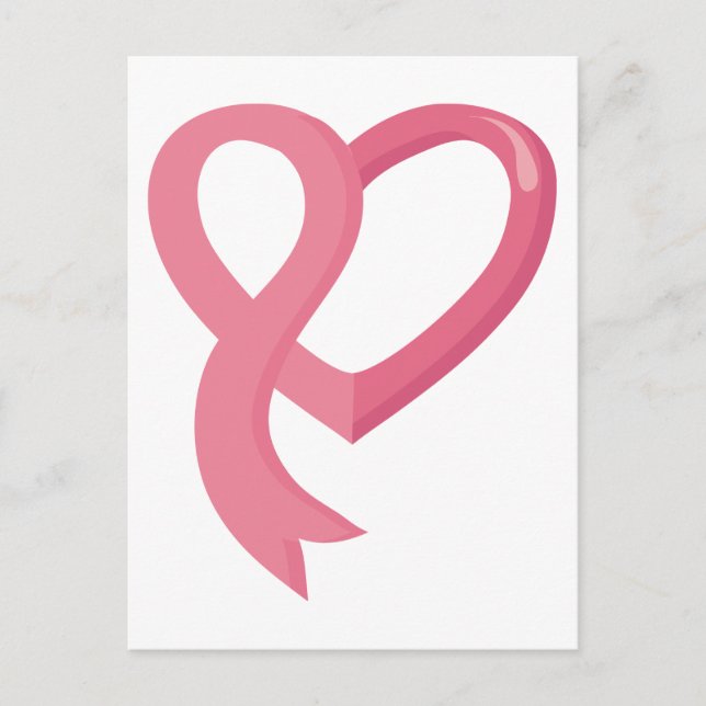 Postal Cinta rosada del corazón del cáncer de mama (Anverso)