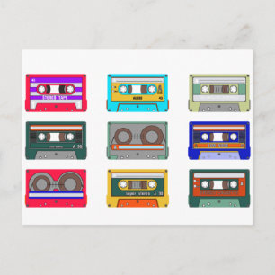 Postal Cintas Retro Coloridas Nostalgia de los 80
