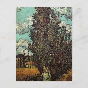 Postal Cipreses y dos mujeres de Vincent van Gogh