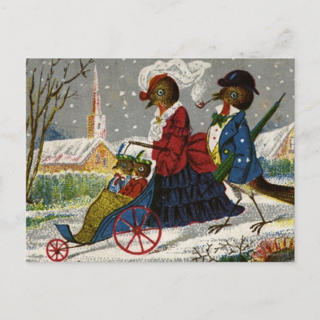 Postal Circa 1870: La familia Robin da un paseo (Anverso)