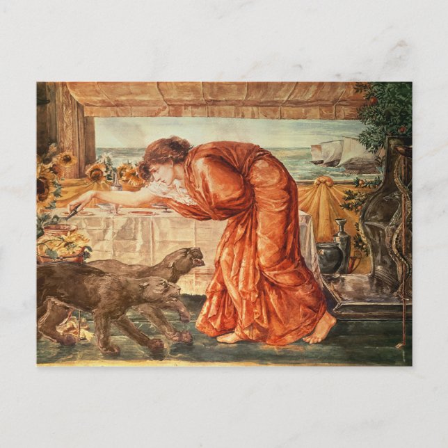 Postal Circe vertiendo veneno en una bolsa (Anverso)