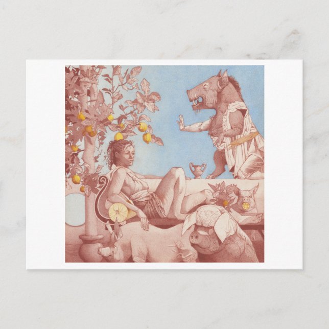 Postal Circe y cerdos (Anverso)