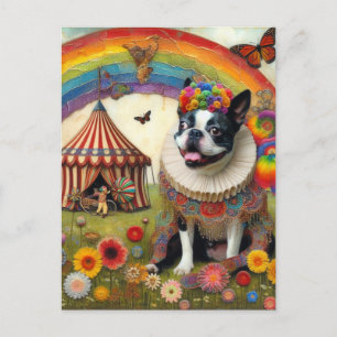 Postal Circo colorido de Boston Terrier