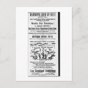 Postal Circo de Den Stone, anuncio de espectáculo de Mena