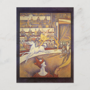 Postal Circo de Georges Seurat, Arte Puntillismo Vintage